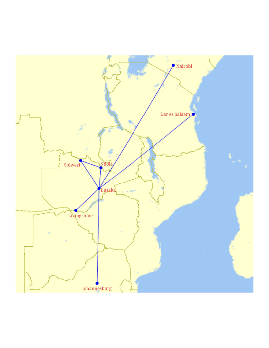 Zambia Airways Route Network
